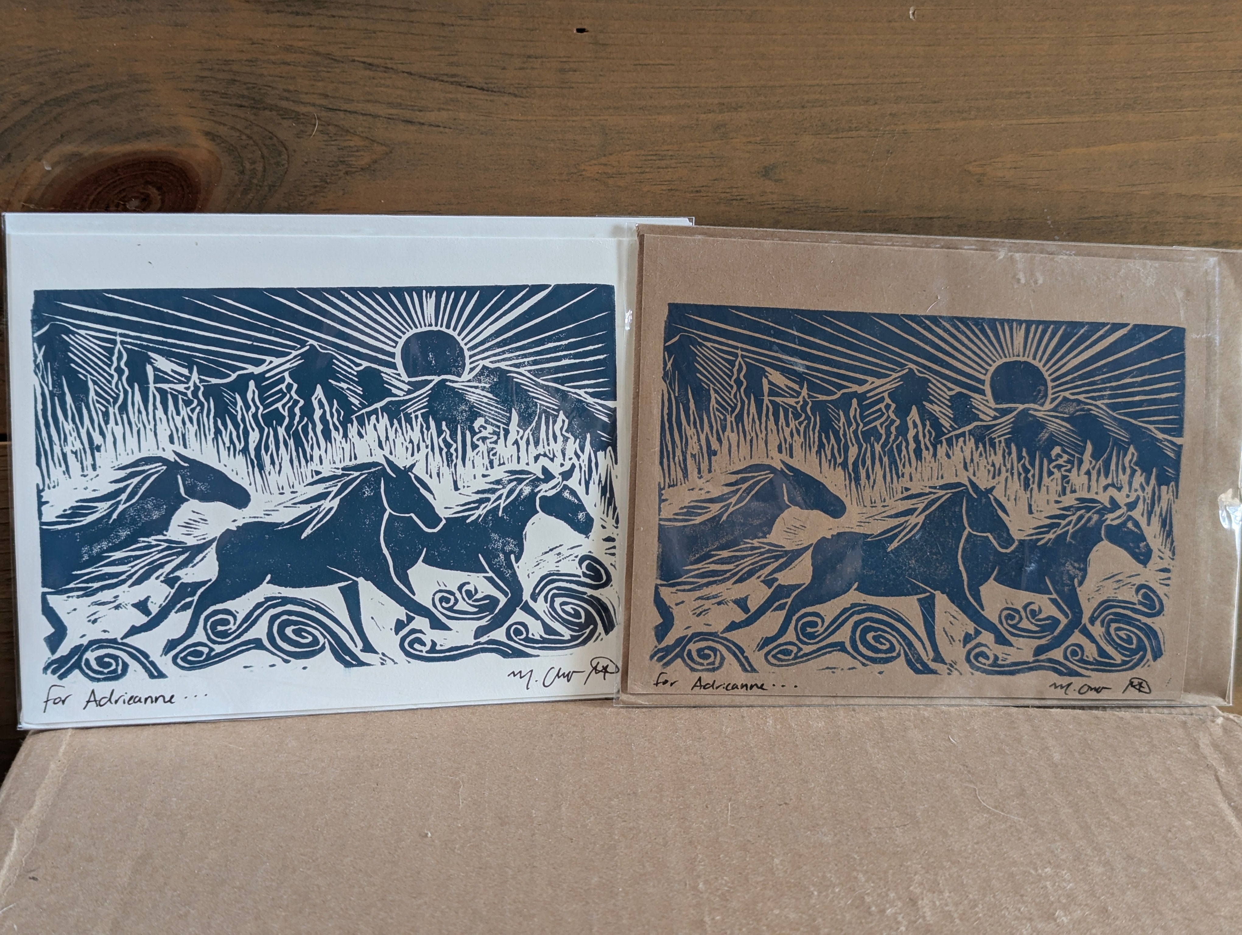 Block Printed Card - Horses