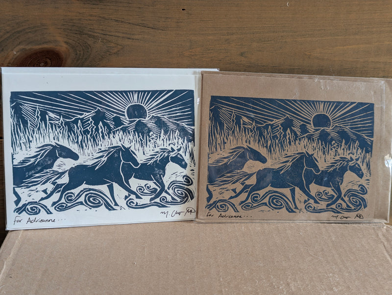 Block Printed Card - Horses
